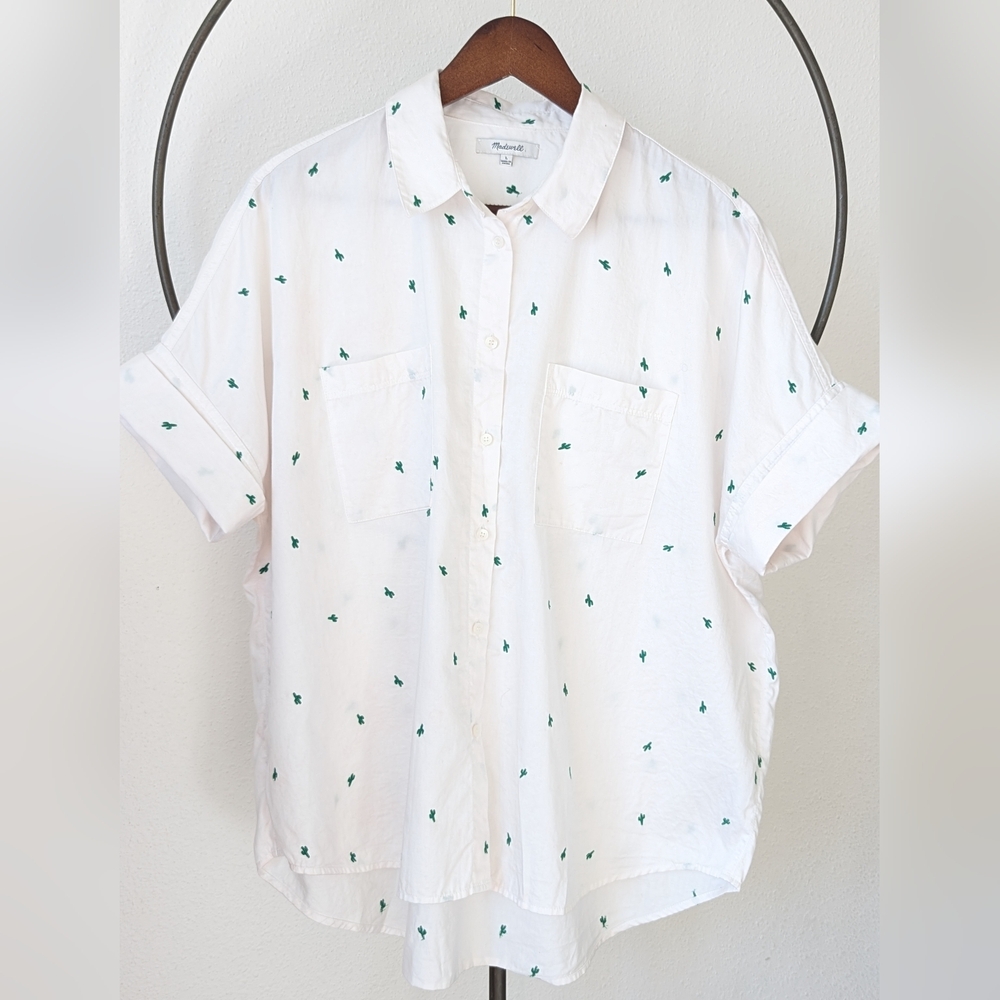Women's madewell cactus embroidered dolman button-up shirt size L